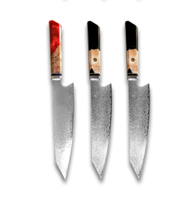 Chef's Knife For Japanese Cuisine In Damascus (Option: Red Black Black-34.7cm)