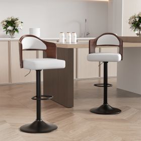 Swivel Bar Stools Set of 2 Seat Adjustable Height 25.2-33.8IN (count: 1 set, Color: White)