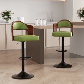 Swivel Bar Stools Set of 2 Seat Adjustable Height 25.2-33.8IN (count: 2 set, Color: Green)