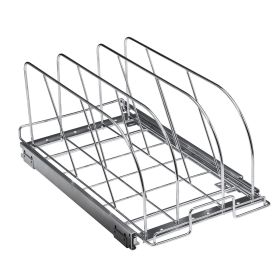 VEVOR Pan and Pot Rack, Expandable Pull Out Under Cabinet Organizer, Cookie Sheet Baking Pans tray Organization, Adjustable Wire Dividers (Width: 11.7 inch, Number of Layers: Single Layer)